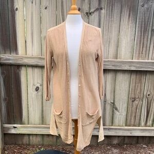 Soft Surroundings tan cardigan/sweater, cotton & linen, size medium